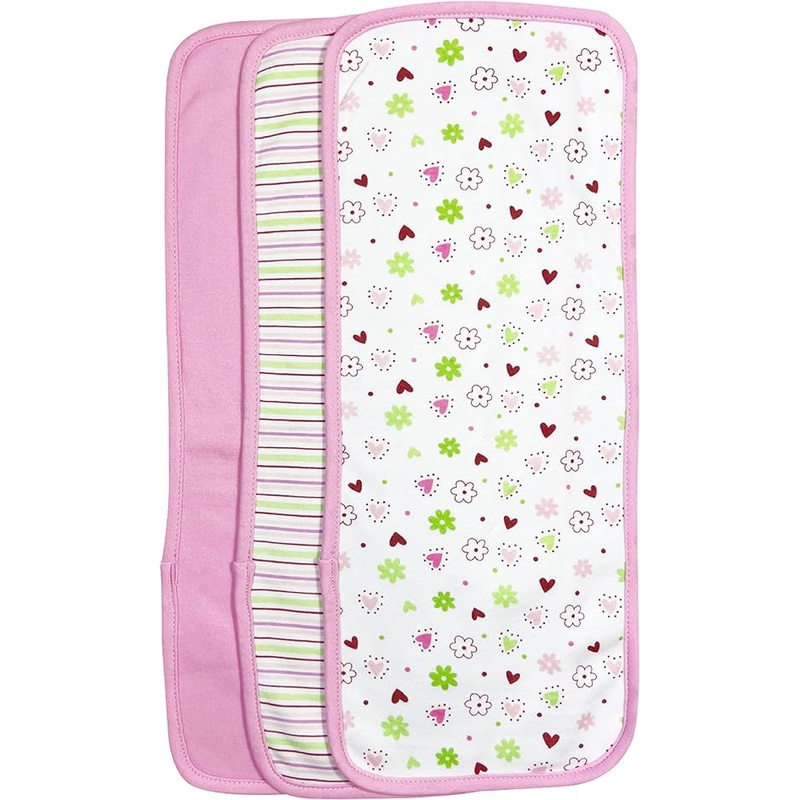 Spasilk 3 Pack Burp Cloths - Pink Flowers