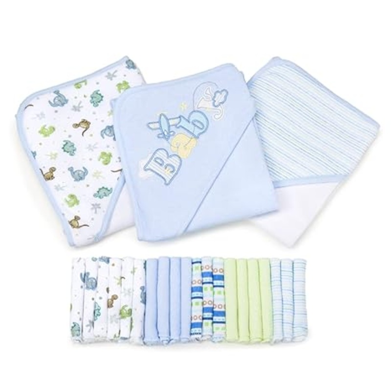 Spasilk Bath Hooded Towels & Washcloths, 23 Pieces Gift Set - Blue