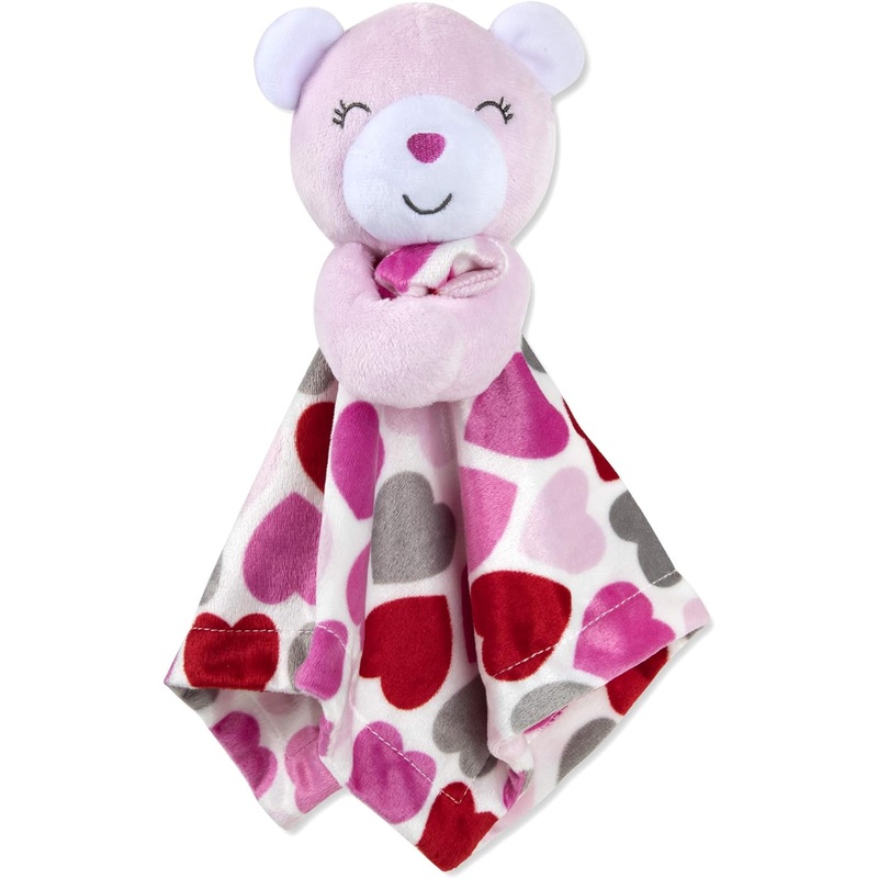 Baby Essential Security Blanket with Stuffed Animal Pink Bear