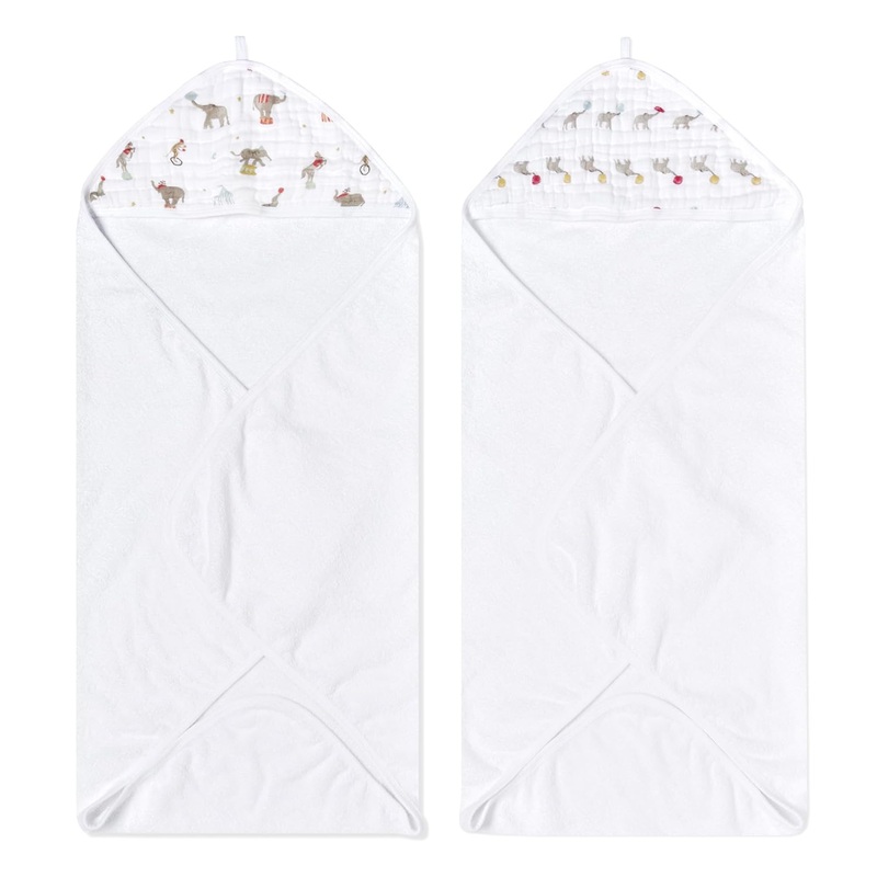 Aden & Anais Essentials Cotton Muslin Hooded Towel 2-Pack Dino Jungle