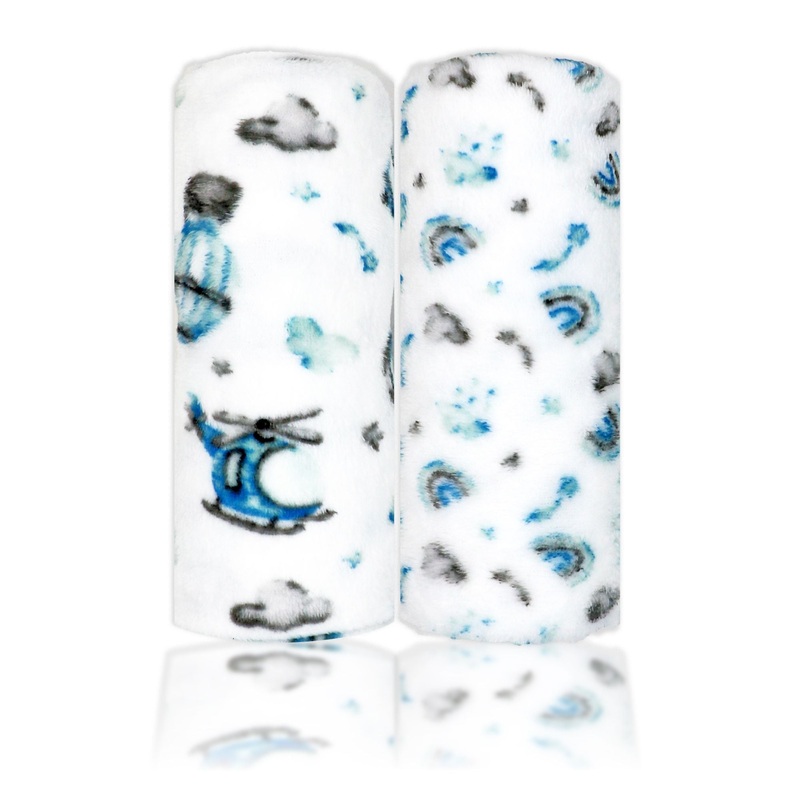 Tendertyme 2 Pack Fleece Blanket Blue-Helicopter
