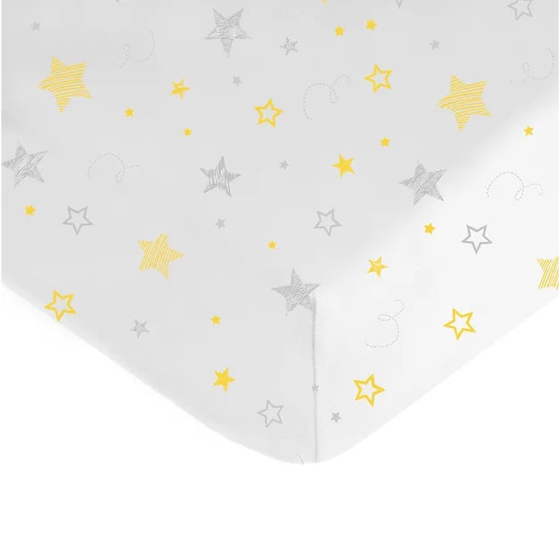 American Baby Printed Jersey Playard Sheet Yellow Stars