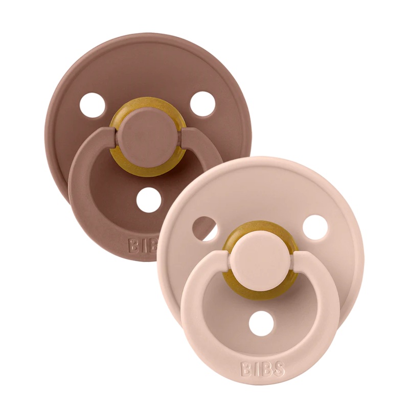 Bibs America Natural Rubber Latex Round 2 Pack Pacifier Stage 2 Ivory-Blush