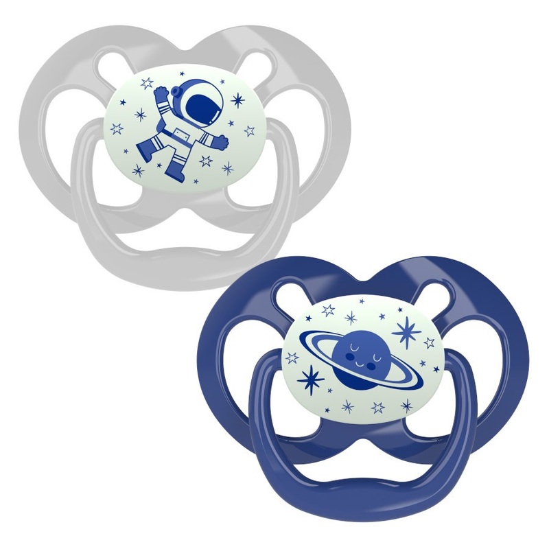Dr. Brown's Advantage Stage 2 Pacifier  Glow-in-the-Dark, 2-Pack Pink