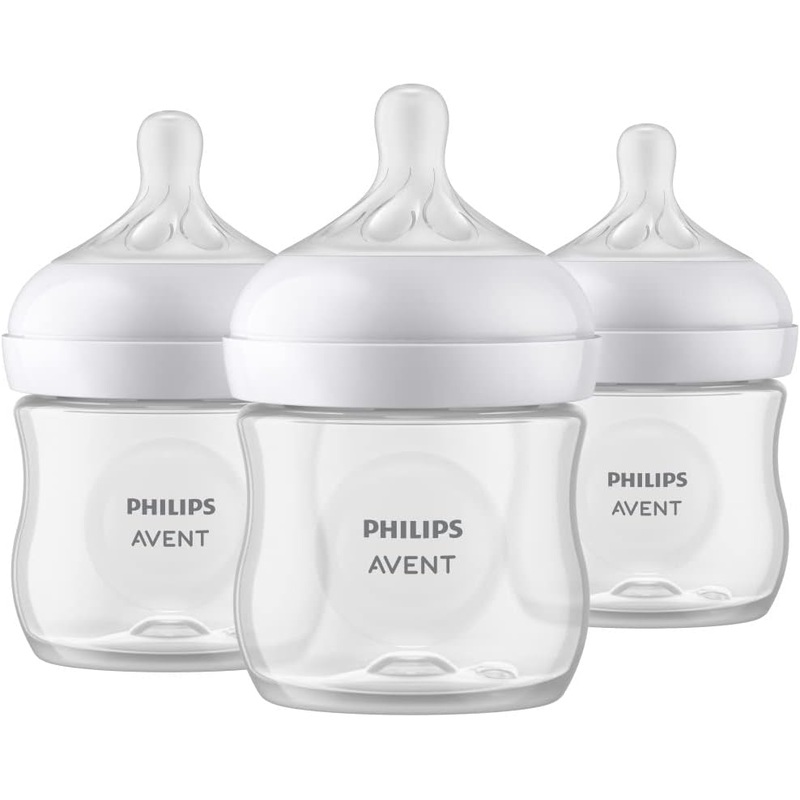 Philips Avent Natural Baby Bottle With Natural Response Nipple, Clear, 4oz, 3 pack