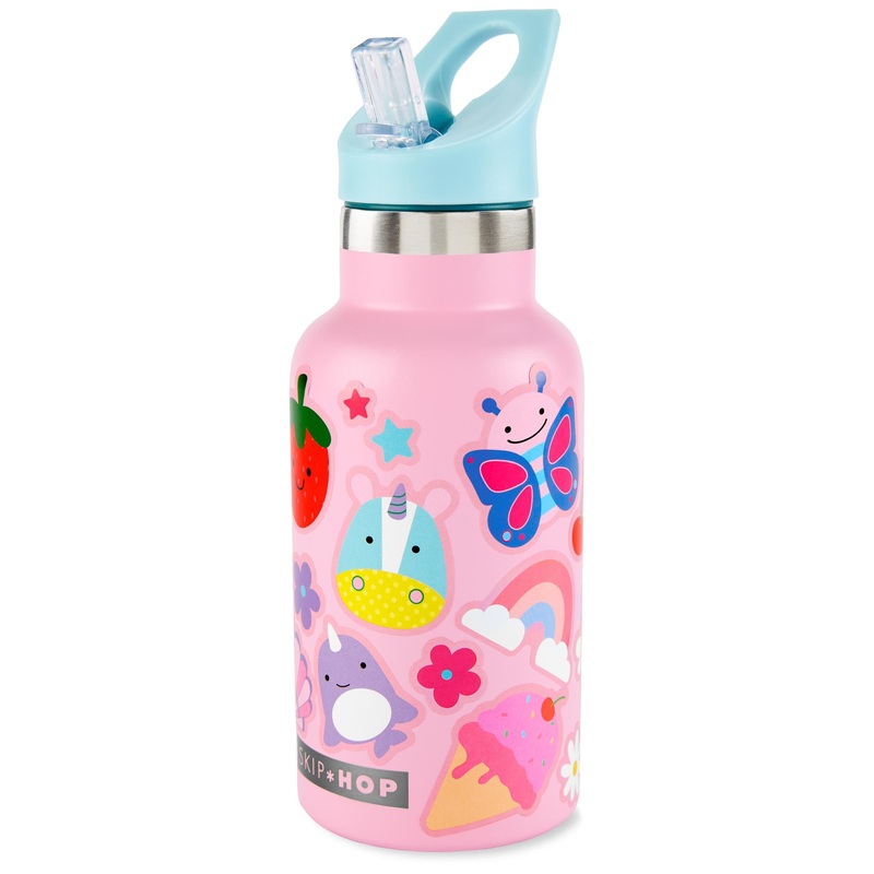 Skip Hop Stainless Steel Canteen Bottle With Stickers Pink