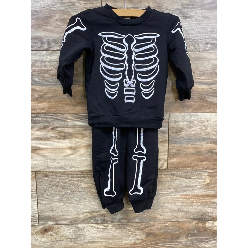 2pc Skeleton Sweatshirt & Joggers Black sz 12-18m Black 12m