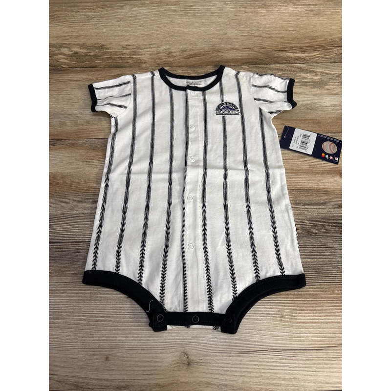 NEW MLB Colorado Rockies Pinstripe Power Hitter Romper sz 24m White 24m Boys