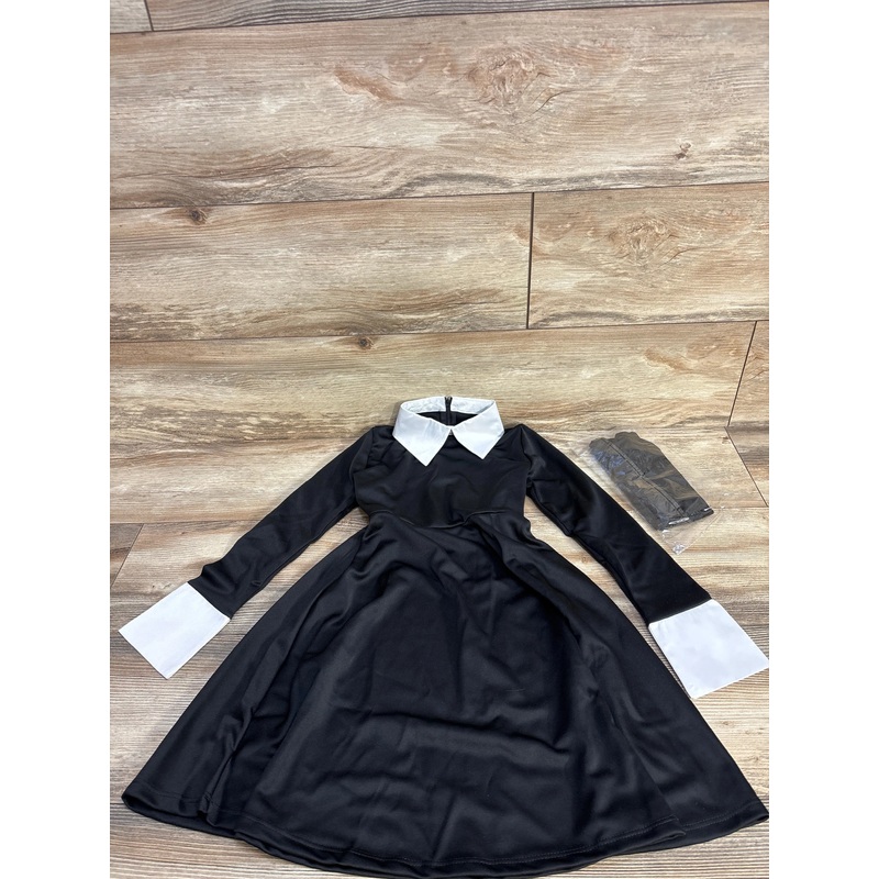 Wigood Wednesday Addams Costume Dress & Tights Black sz 6 Black