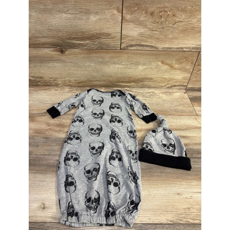 2pc Skull Gown & Hat Grey sz 3m Grey 3m