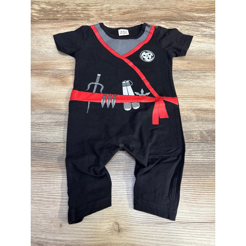 A&J Designs Ninja Romper Black sz 9-12m Black 9m