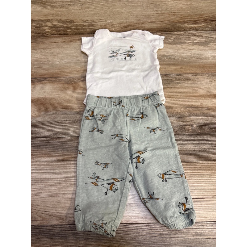 Carter's 2pc Airplane Bodysuit & Pants White sz 6m White 6m