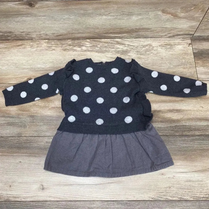 Zara Knitwear Polka Dot Sweater Dress sz 9-12m Grey 9-12m Used