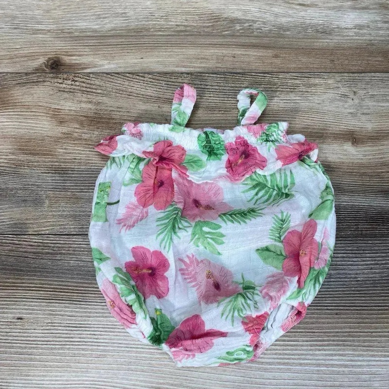 Angel Dear Organic Hibiscus Bubble Ruffle Romper sz 0-3m White 0-3m Used
