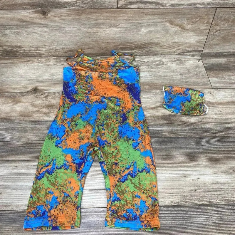 2pc Cami Romper & Mask sz 4T Orange 4T Used