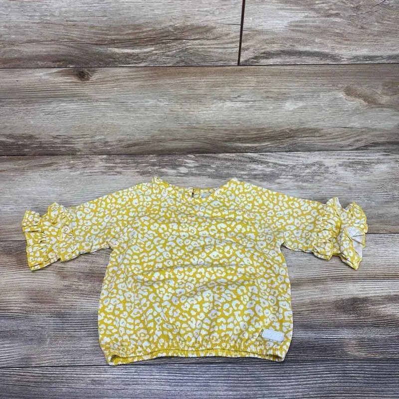 7 For All Mankind Leopard Print Shirt sz 12m Yellow 12m Used