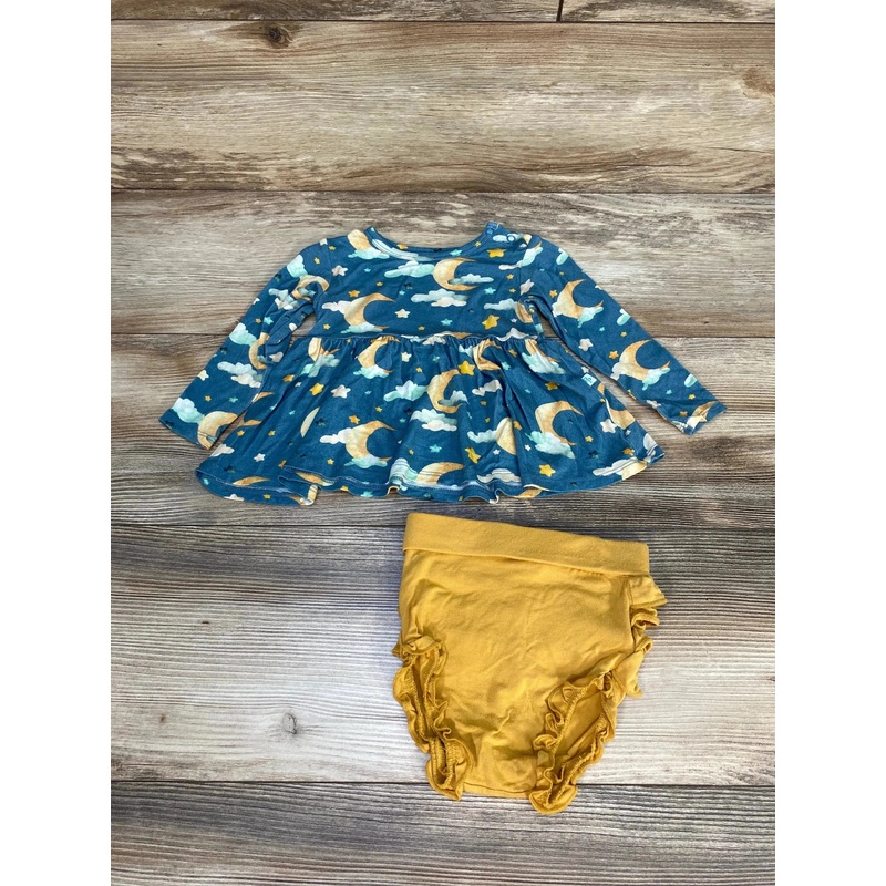 2pc Moon & Stars Ruffled Bummie Set sz 6-12m