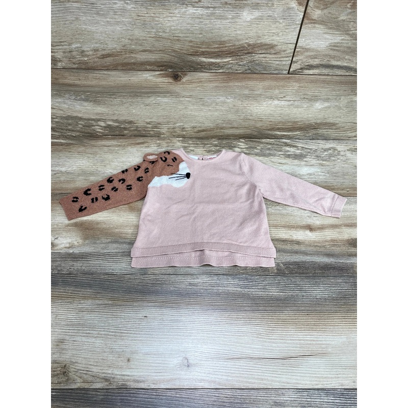 Zara Baby Girl Blush Leopard Sleeve Sweater sz 9-12m