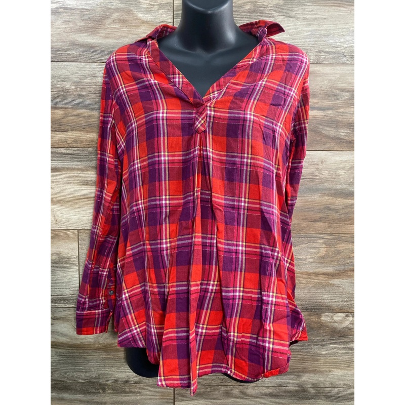 a:glow Maternity Plaid Tunic Red sz Small