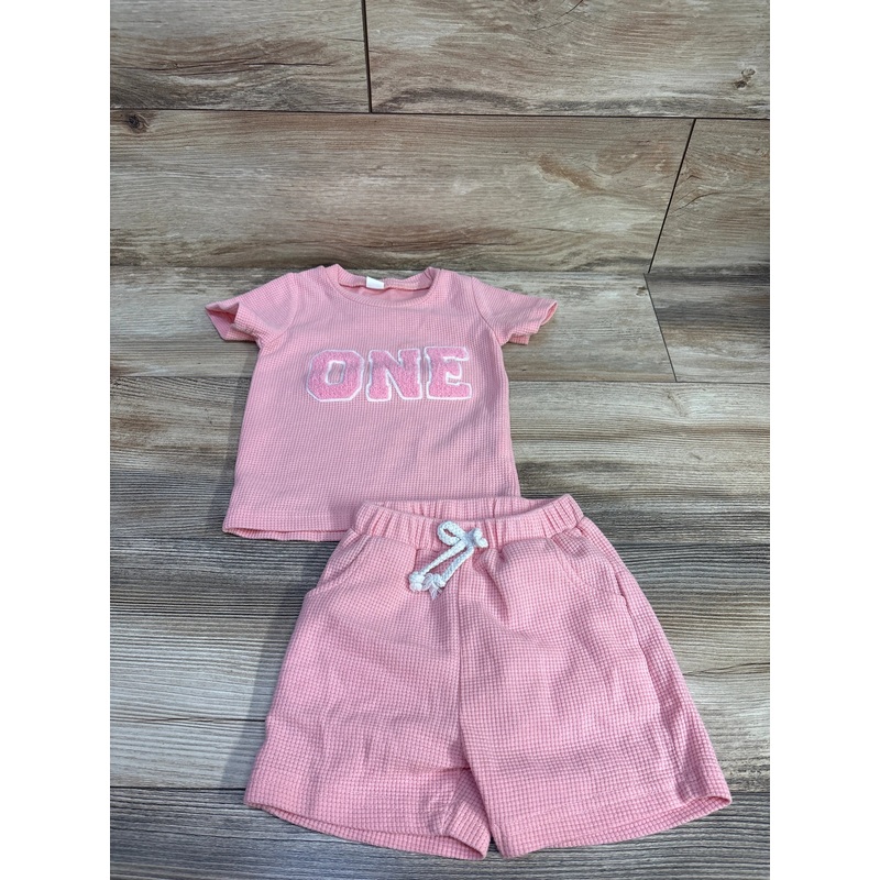 2pc One Thermal Shirt & Shorts Pink sz 12-18m Pink 12m