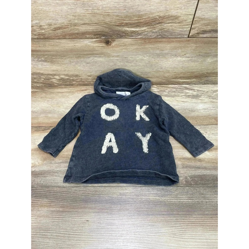 Zara Baby Boy Hooded Okay Shirt Grey sz 3-6m