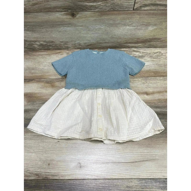 Zara Combination Knit Dress Green sz 18-24m