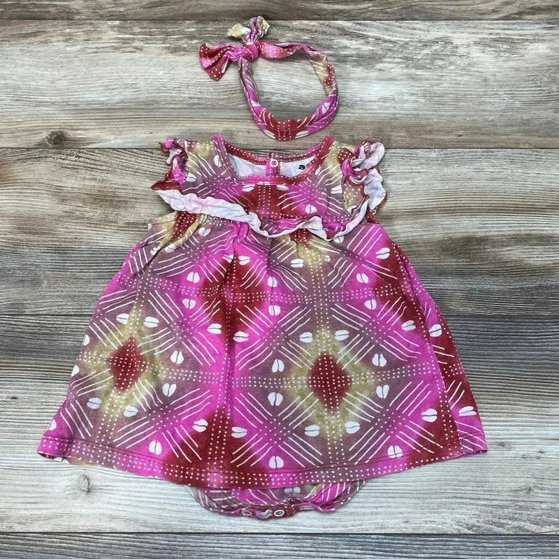 ade + ayo 2pc Bodysuit Dress & Headband sz 6-9m Pink 6-9m Used