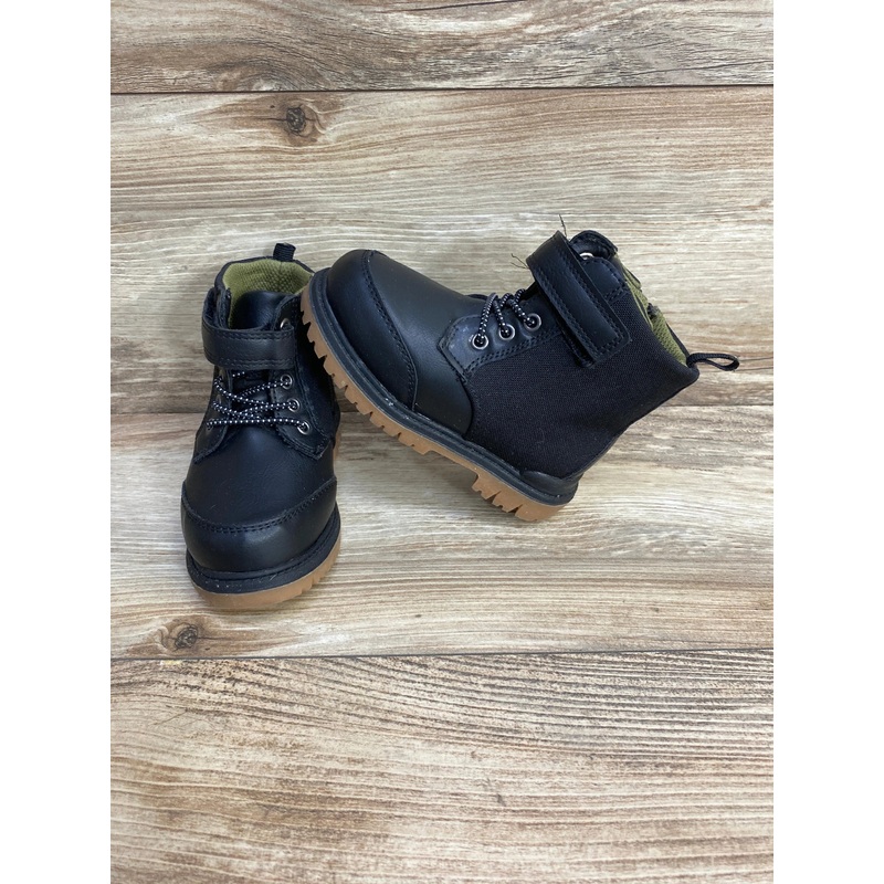 Wonder Nation Toddler Boys Combat Boots Black Sz 6c