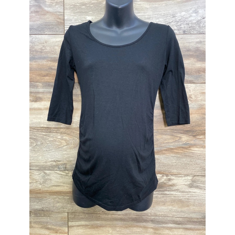 3/4 Sleeve Ruched Shirt Black sz Small Black