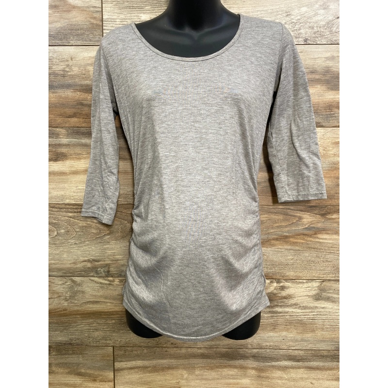 3/4 Sleeve Ruched Shirt Gray sz Small Grey