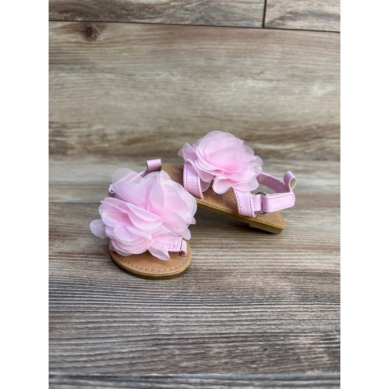 Bebe Baby Chiffon Flower Sandals Pink sz 2c