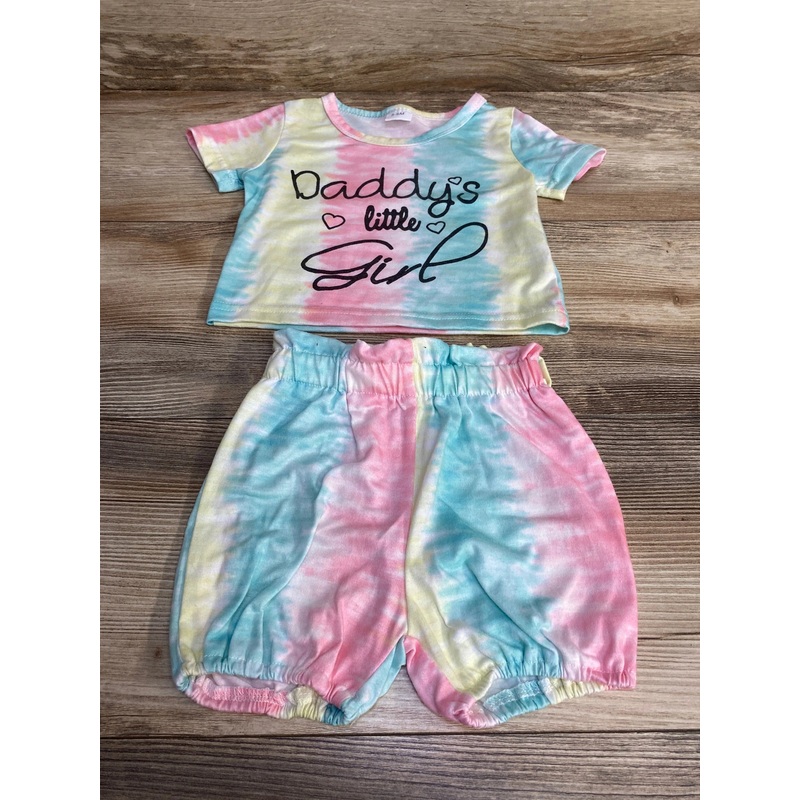 2pc Daddy's Little Girl Shirt & Shorts sz 3-6m Multicolor 3m