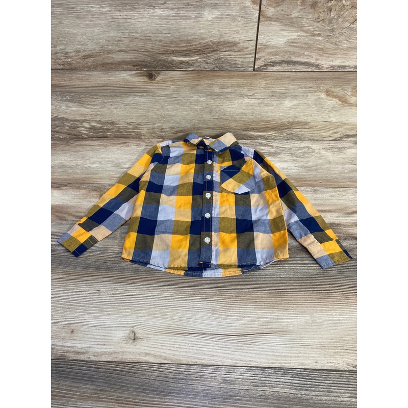 Alex & Jack Plaid Button Up Shirt Yellow sz 3T Yellow 3T