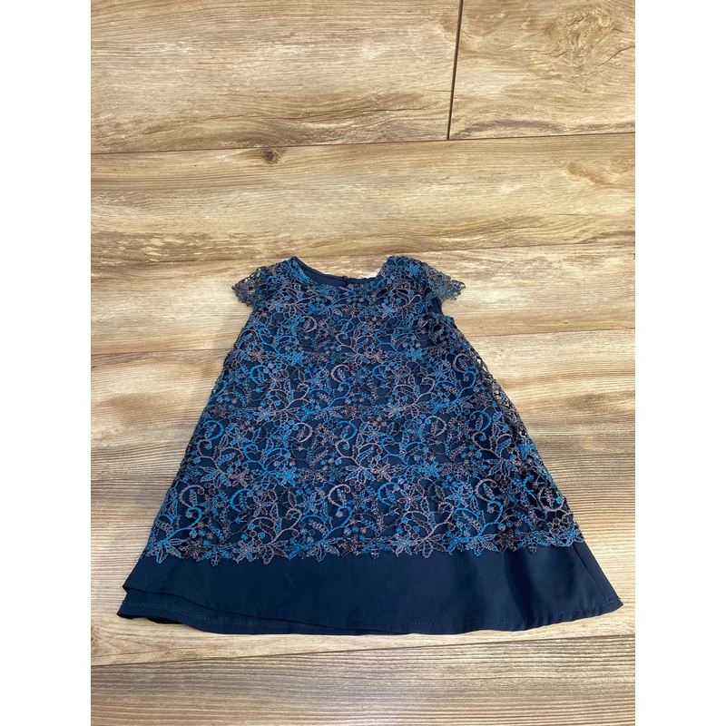 Zara Lace Overlay Navy Blue Dress sz 5 Navy 5T