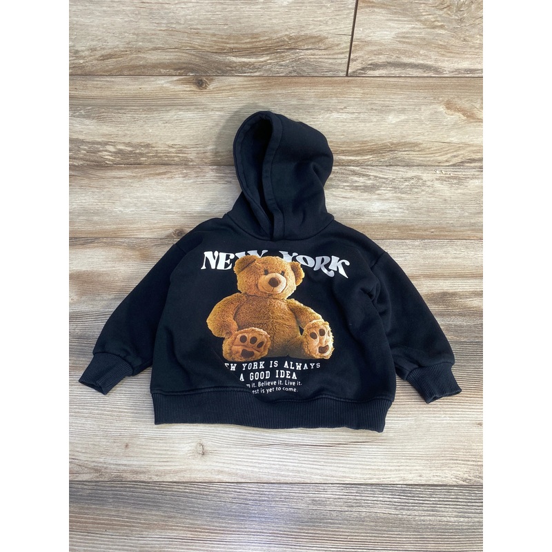 Zara Teddy Bear NYC Hoodie Black sz 18-24m 18m Black