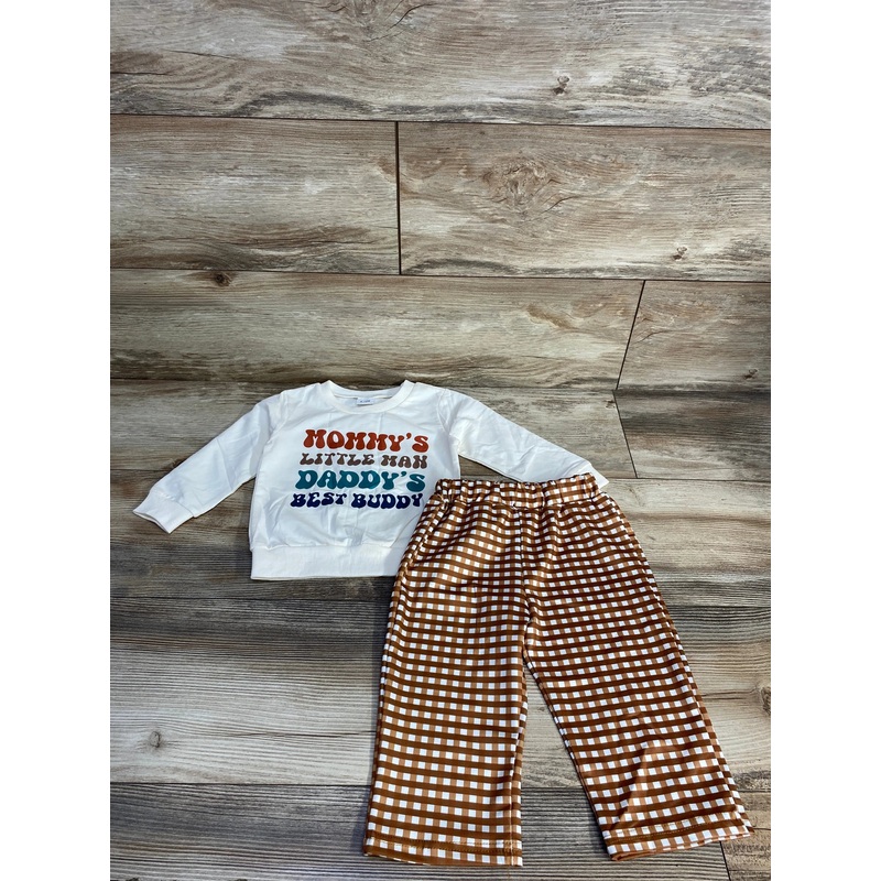2pc Mommy's Little Man Sweatshirt & Pants White sz 6-12m White 6m