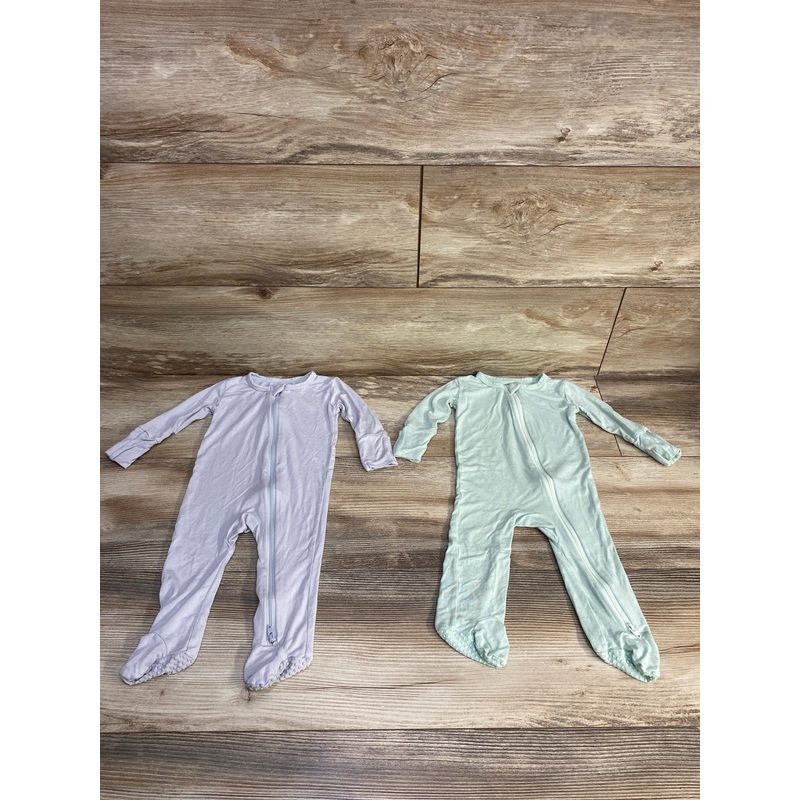 2pk Bamboo Footed Sleepers Mint/Grey sz 0-3m Grey Newborn