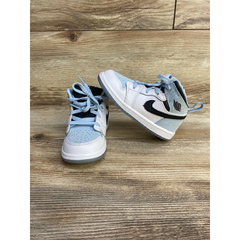 Air Jordan 1 Mid SE TD 'White Ice Blue' Sneakers sz 8c