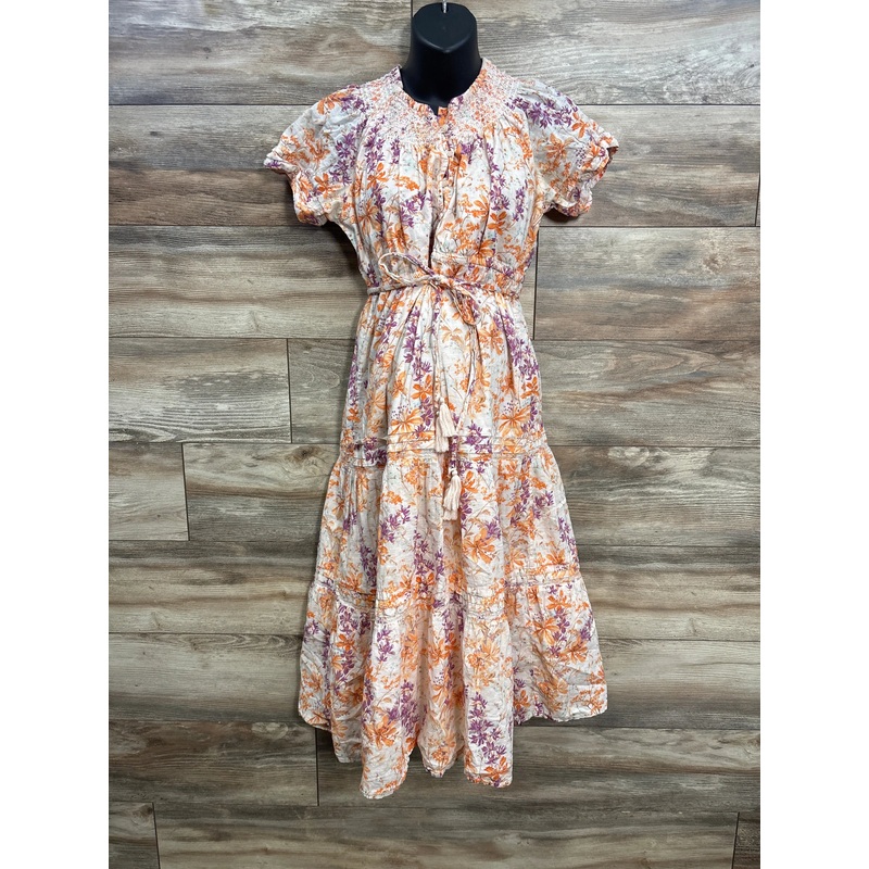 A Pea In The Pod Floral Tiered Maxi Dress Medium Orange Maternity Medium