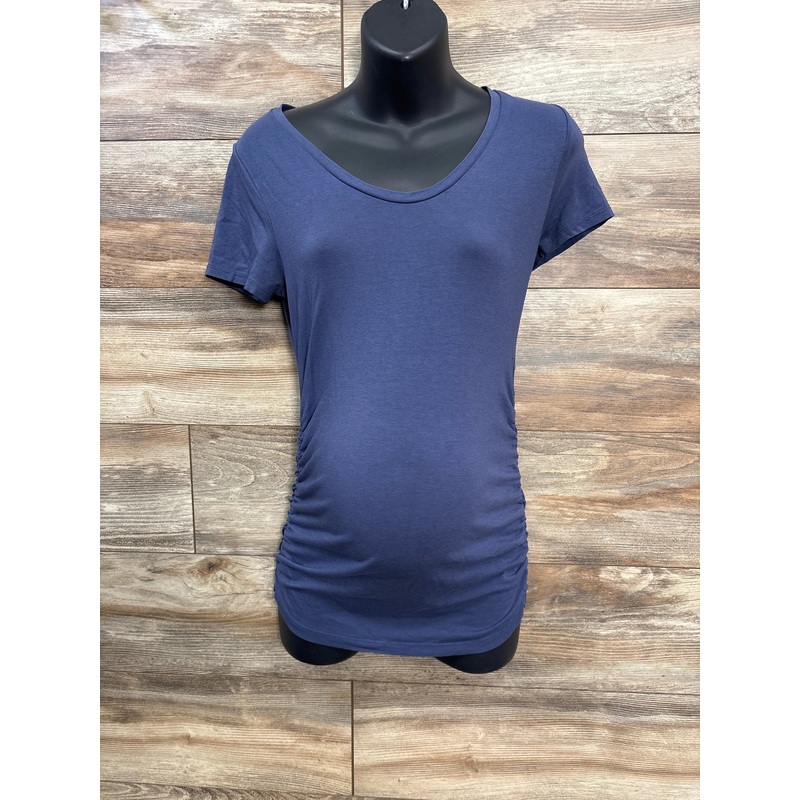 A Pea In The Pod Ruched Shirt Blue sz Medium Blue Maternity Medium
