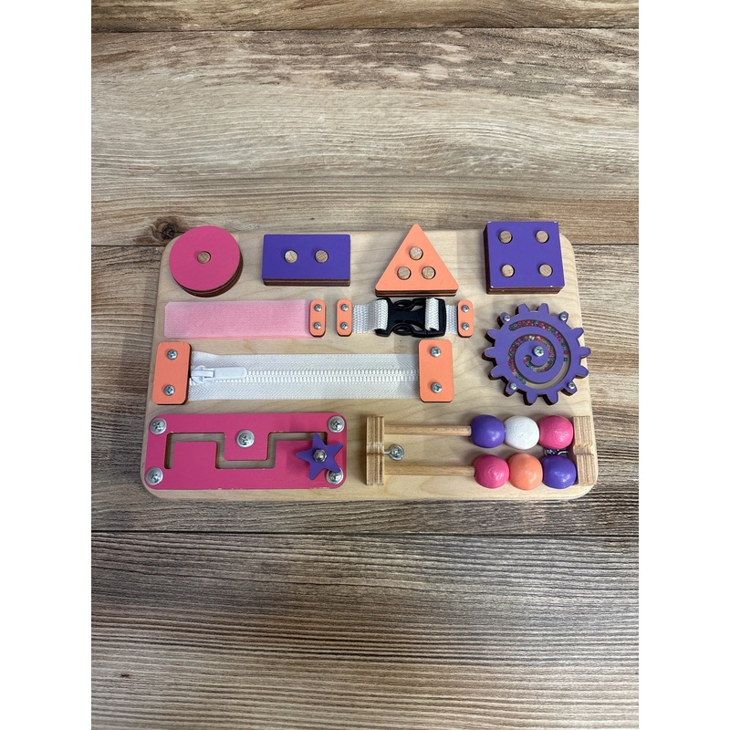 BizzzyJoy Wooden Sorting Stacking Toy Busy Board
