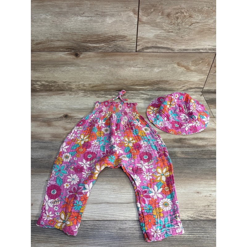Angel Dear 2pc Floral Halter Romper & Hat Pink sz 12-18m Pink 12m