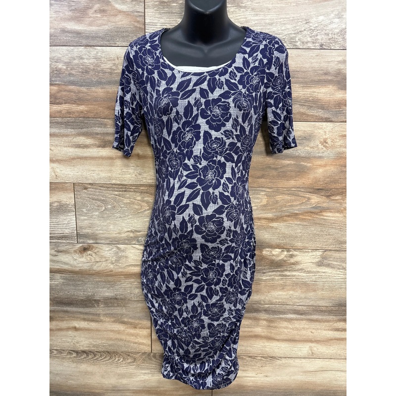 A Pea In The Pod Floral Bodycon Dress Navy sz Small Navy Maternity Small