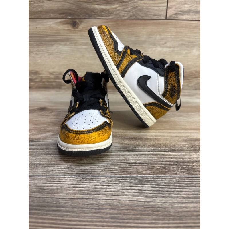 Air Jordan 1 Mid SE TD 'Wear-Away - Taxi' Sneakers sz 8c