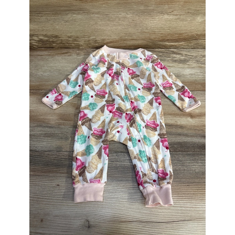 Burt's Bees Baby Organic Ice Cream Print Footless Sleeper White sz 0-3m White Newborn