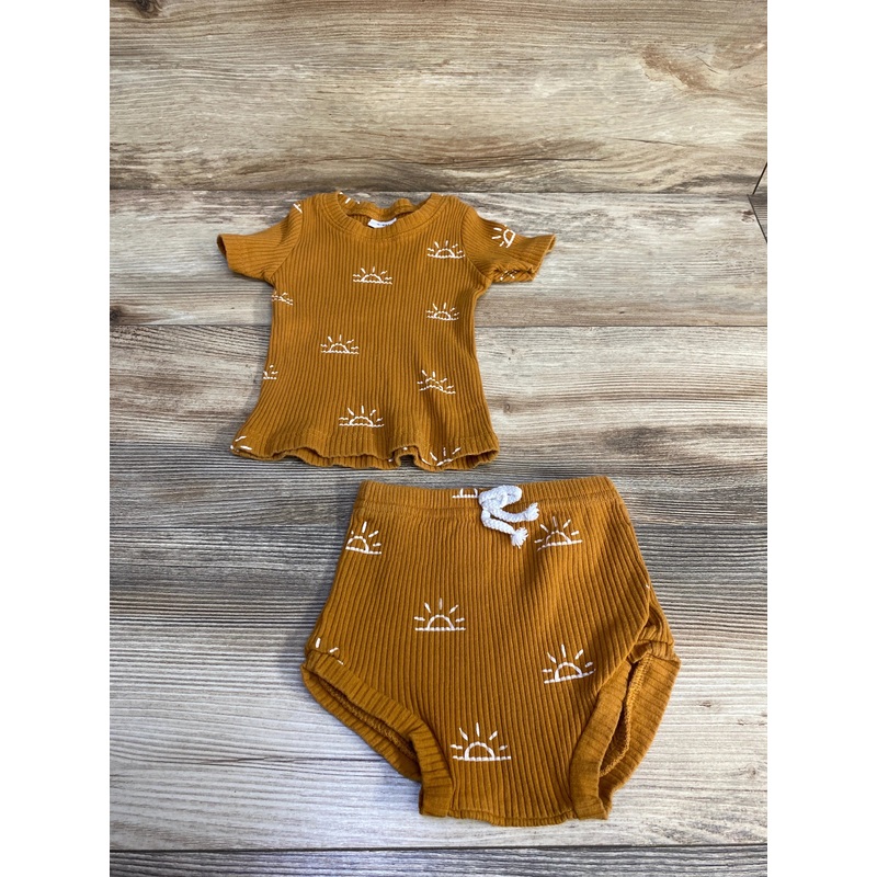 2pc Ribbed Shirt & Shorts Brown sz 6-9m Brown 6m