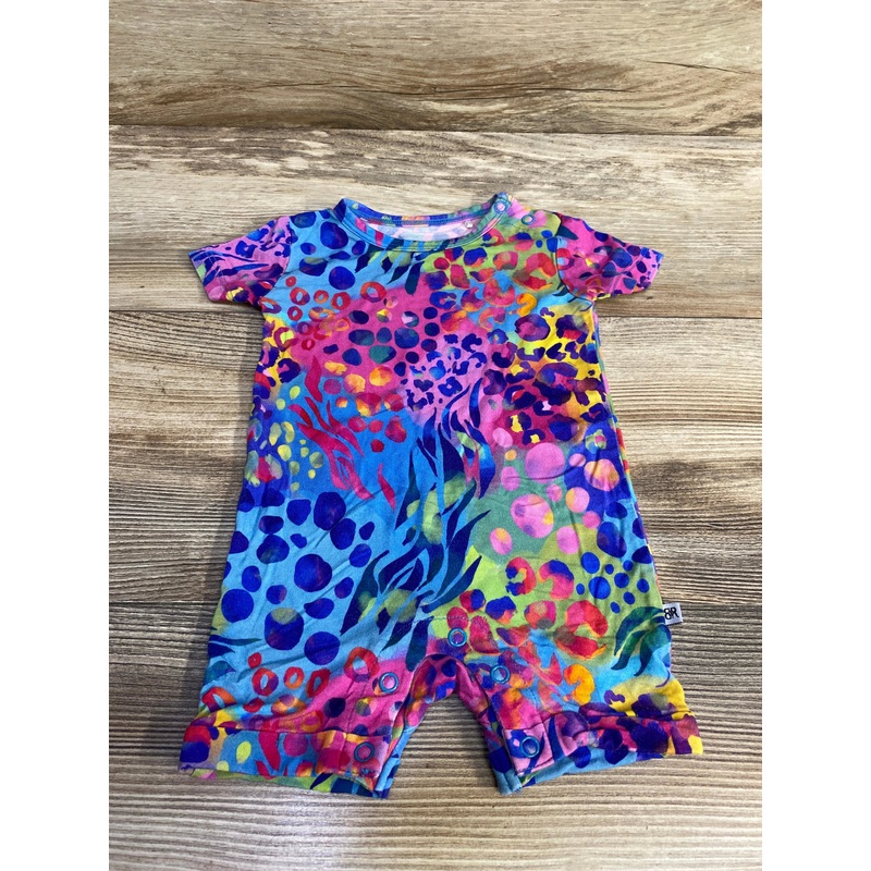 Bums & Roses Let's Get Wild Shortie Romper sz 3-6m Multicolor 3m