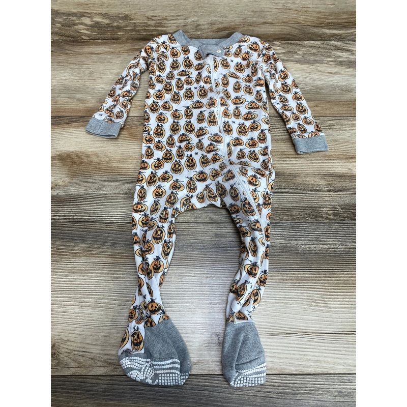 Burt's Bees Baby Organic Pumpkin Print Sleeper White sz 6-9m