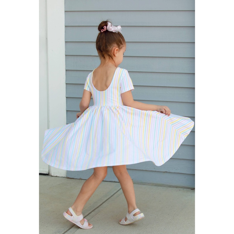 Ollie Jay - Classic Twirl Dress in Pastel Stripe 12/18m