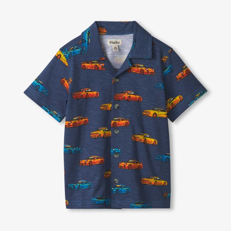 Hatley Vaporwave Cars Jersey Button Down 2